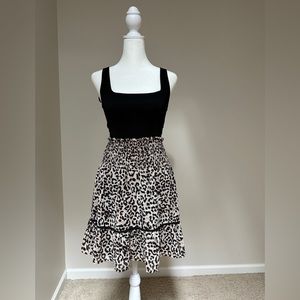 Zoe animal print skirt with ruffle hem.